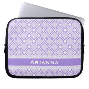 Modern Lilac Purple Moroccan Trellis Laptop Sleeve