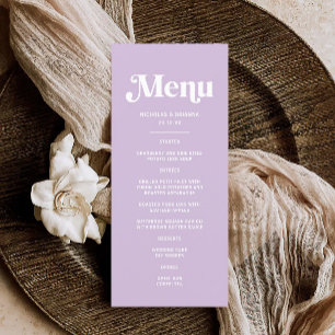 Modern Lilac Purple Wedding Menu
