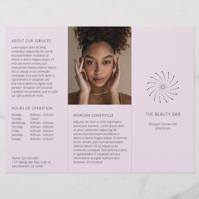 Modern Lilac Spiral Dot Elegant Brochure (Front)