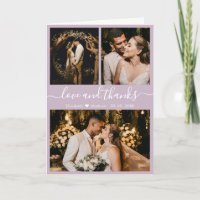 Modern Lilac Wedding 3 Photo Collage Thank You