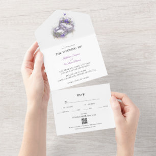 Modern Lilac Wedding Statement All In One Invitation