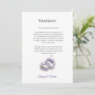 Modern Lillac Wedding  thankyou card