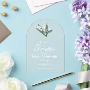 Modern Lily Of The Valley Bouquet Bridal Shower   Acrylic Invitations