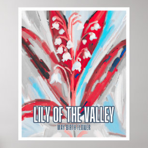 Modern Lily of the Valley May Birth Month Flower  Poster