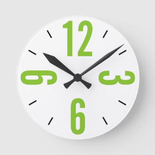 Modern lime green and black large numbers round clock