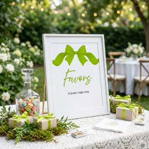Modern Lime Green Bow Favours Bridal Shower Sign