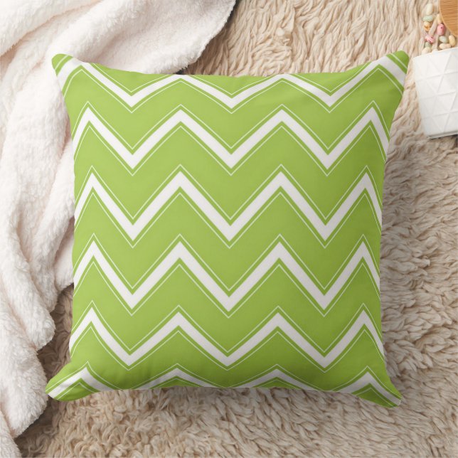 Modern Lime Green Chevron Zig Zag Pattern Cushion (Blanket)