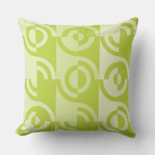 Modern Lime-Green Circular Fragments Pattern Cushion