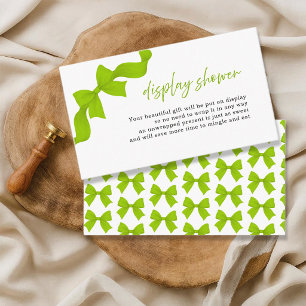 Modern Lime Green Coquette Bow Display Shower Enclosure Card