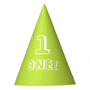Modern lime green custom number age year birthday party hat
