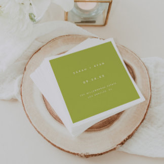 Modern Lime Green Custom Wedding Names Napkin
