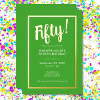 Modern Lime Green & Gold Foil 50th Birthday