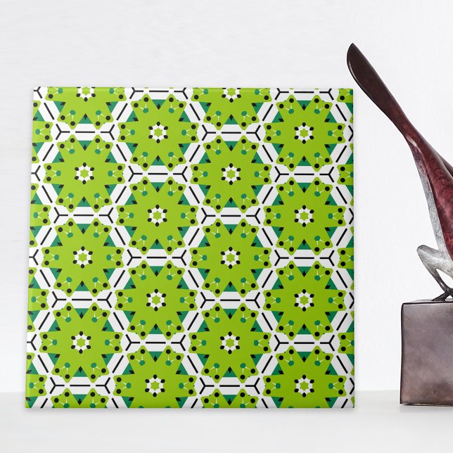 Modern Lime Green Hexagon Geometric Pattern Ceramic Tile (Creator Uploaded)