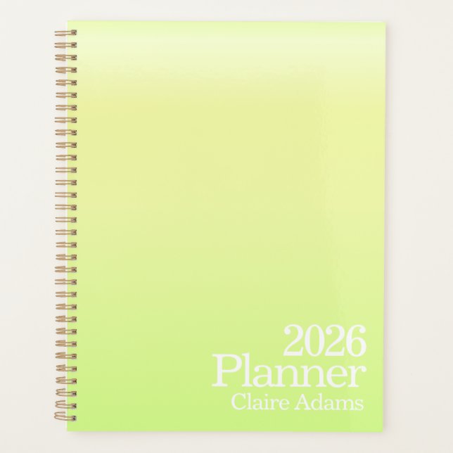 Modern Lime Green Ombre Planner (Front)