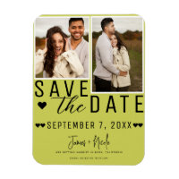 Modern Lime Green Save the Date 2 Photo Wedding