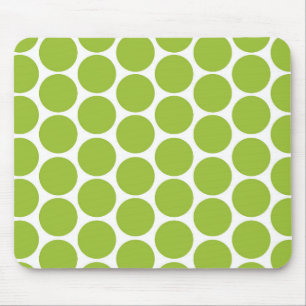 MODERN LIME GREEN, WHITE POLKA DOTS MOUSE PAD