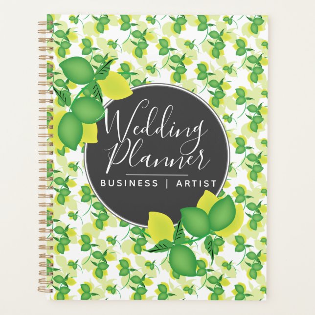 Modern Lime Lemon Pattern Limoncillo Wedding Planner (Front)