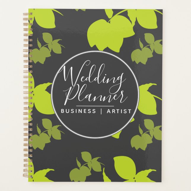 Modern Lime Lemon Silohuette Wedding Planner (Front)