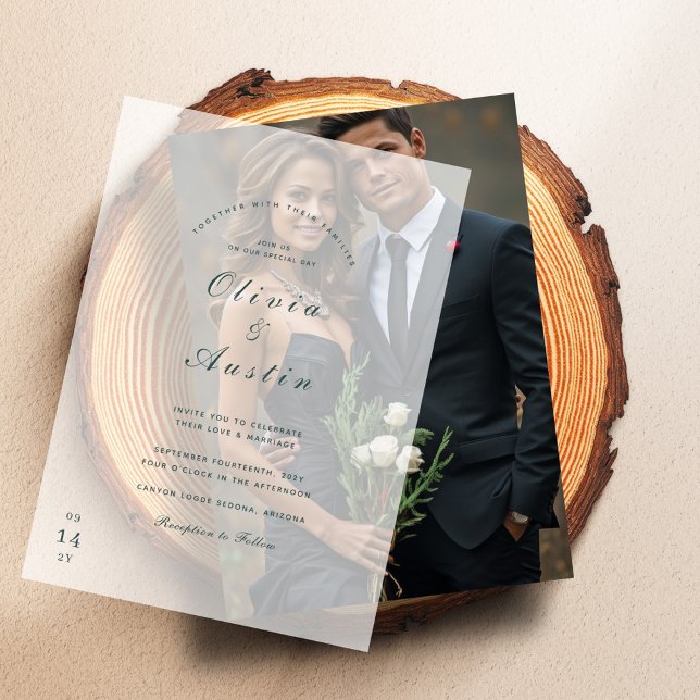 Modern Limed Spruce Unique Wedding  Vellum Invitations (Creator Uploaded)