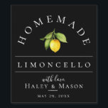 Modern Limoncello Black Beverage Label<br><div class="desc">Pretty watercolor lemon and leaves,  limoncello beverage label. Designed to match our Citrus Orchard Collection. Background colour,  shown in black,  can be customised.</div>