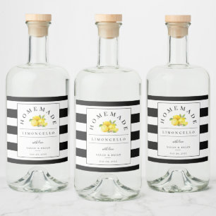 Modern Limoncello Black Stripe Beverage Label