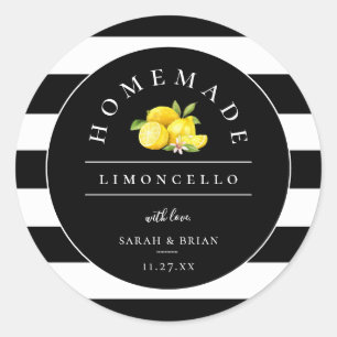 Modern Limoncello Black Stripe Classic Round Sticker