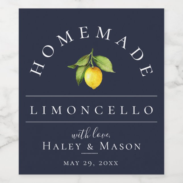 Modern Limoncello Blue Beverage Label (Single Label)