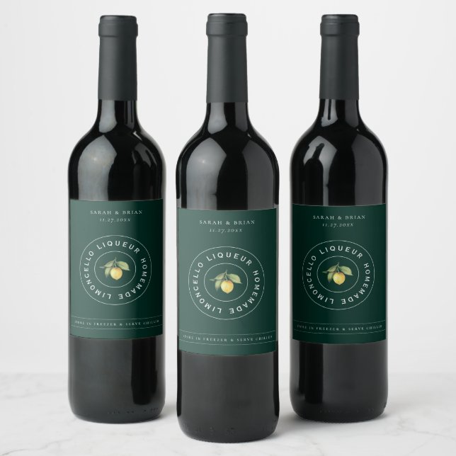 Modern Limoncello Liqueur Logo Beverage Label (Bottles)