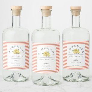 Modern Limoncello Peach Stripe Beverage Label