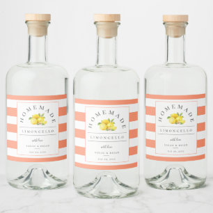 Modern Limoncello Peach Stripe Beverage Label