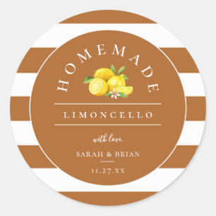 Modern Limoncello Rustic Orange Stripe Classic Round Sticker