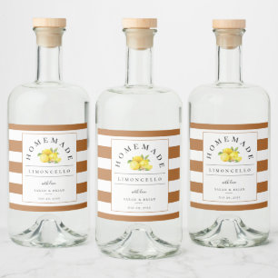 Modern Limoncello Rustic Orange Stripe Liquor Bottle Label