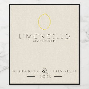 Modern Limoncello Wedding Favour Bottle Label  