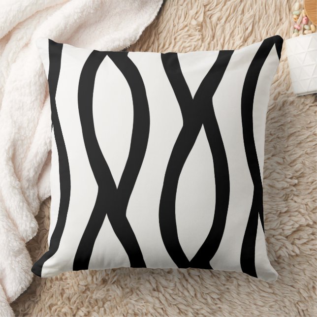 modern line art black and white pattern cushion (Blanket)
