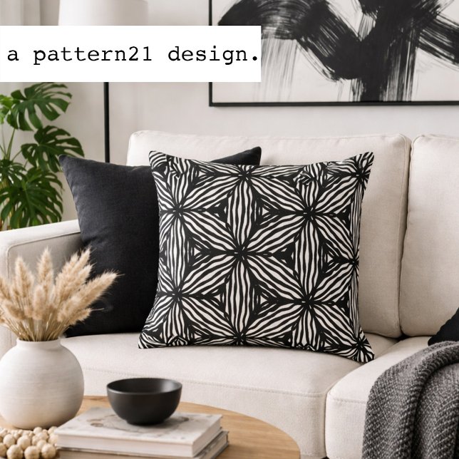 modern line art black and white pattern cushion (Creator Uploaded)