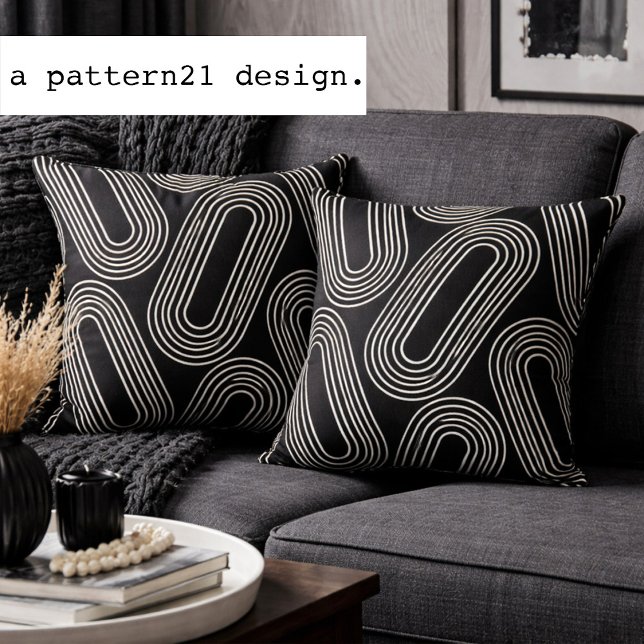 modern line art black and white pattern cushion (Creator Uploaded)