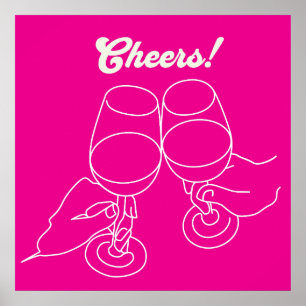 Modern Line Art Cheers Bar Poster