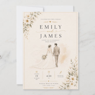Modern Line Art Couple Invite