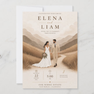 Modern Line Art Couple Invite