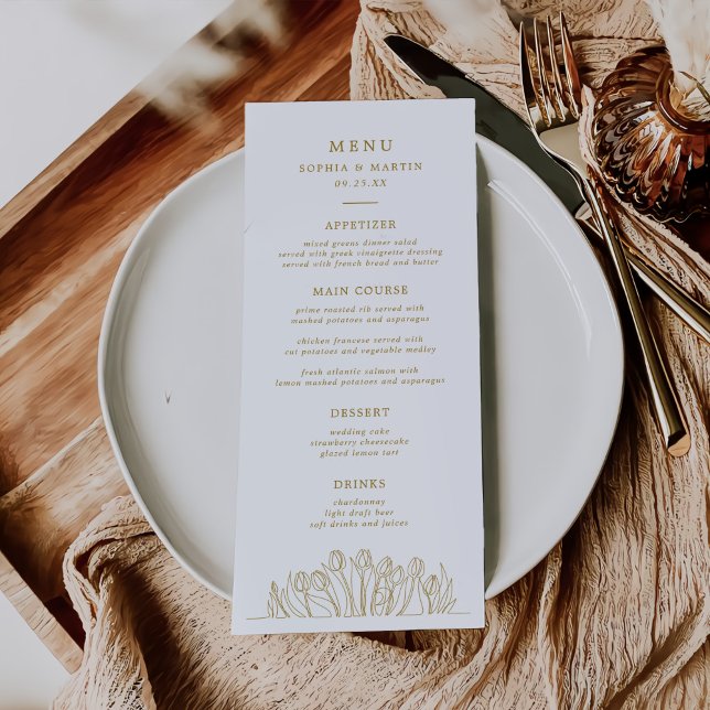 Modern Line Art Floral Wedding Menu (Creator Uploaded)