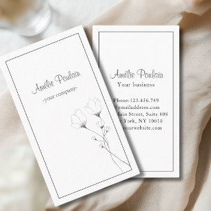 Modern, line art flowers, handwriting business card