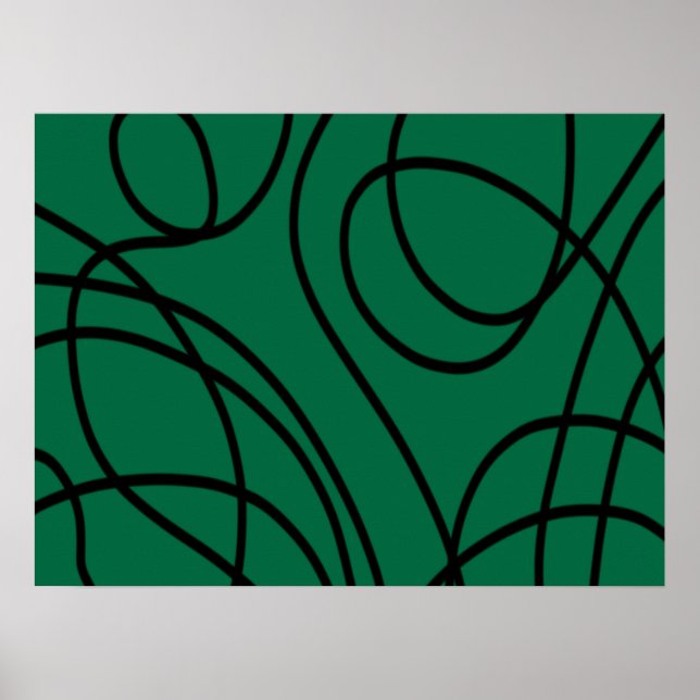 Modern Line Art in Green And Black Poster (Front)