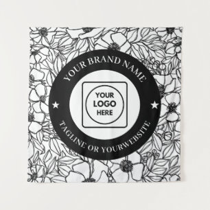 Modern Line Art Logo Text Custom Wall Branding Tapestry