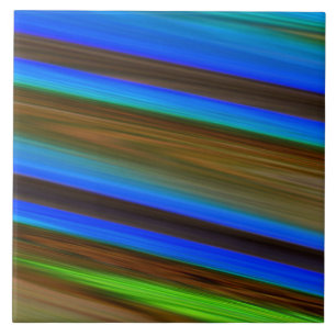 Modern Line Art Peacock Feather Colours Ceramic Tile