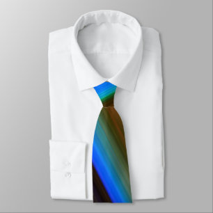 Modern Line Art Peacock Feather Colours Tie