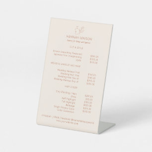 Modern, Line Art, Woman, Leafy, Salon, Pricelist Pedestal Sign
