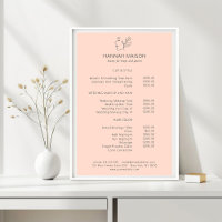 Modern, Line Art, Woman, Leafy, Salon, Pricelist