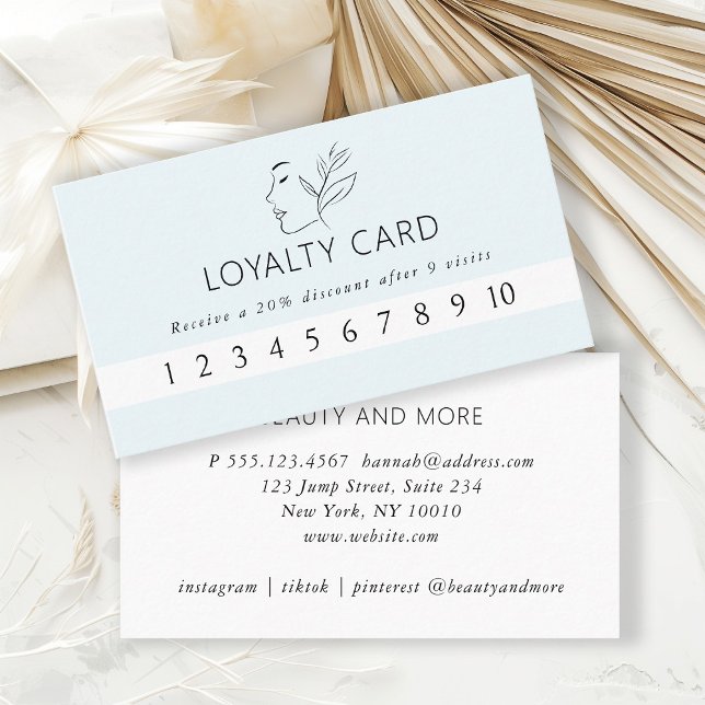 Modern, Line Art, Woman, Light-Blue, Salon, Peach Business Card (Creator Uploaded)