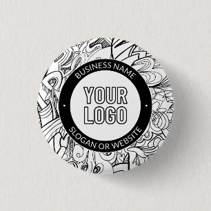 Modern Line Artwork & Your Logo w/Editable Text 3 Cm Round Badge