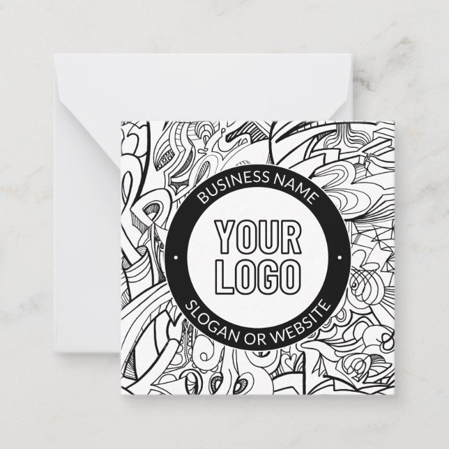 Modern Line Artwork & Your Logo w/Editable Text Card (Front)